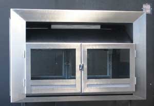 Double-sided insert with stainless trim and glass doors